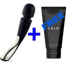 LELO - MASAJEADOR INSIGNIA SMART WAND MEDIUM BLACK + LELO HIDRATANTE PERSONAL MOISTURIZER BOTTLE 75 ML GRATIS