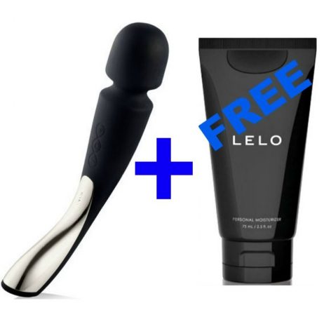 LELO - MASAJEADOR INSIGNIA SMART WAND MEDIUM BLACK + LELO HIDRATANTE PERSONAL MOISTURIZER BOTTLE 75 ML GRATIS