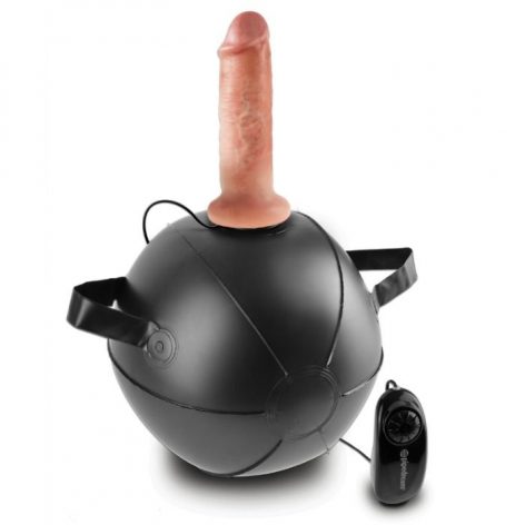 MINI BOLA VIBRADORA CON DILDO 15.2 CM KING COCK COLOR CARNE