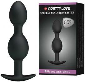 PRETTY LOVE BOLAS ANALES SILICONA 12.5 CM NEGRO