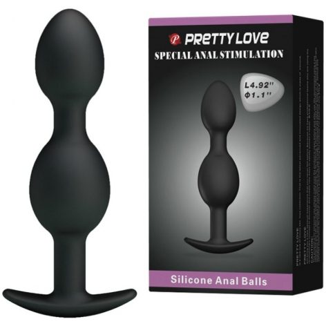 PRETTY LOVE BOLAS ANALES SILICONA 12.5 CM NEGRO