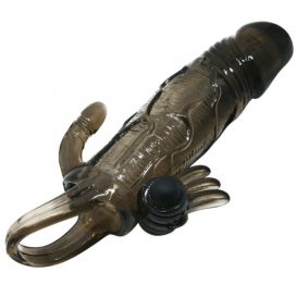 BRAVE MAN FUNDA PENE ANAL Y CLITORIS VIBRADOR 16.5 CM NEGRO